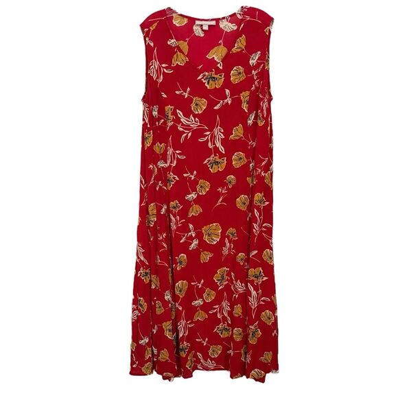 Woman Within Dresses & Skirts - Woman Within Sleeveless Red Floral Shift Dress